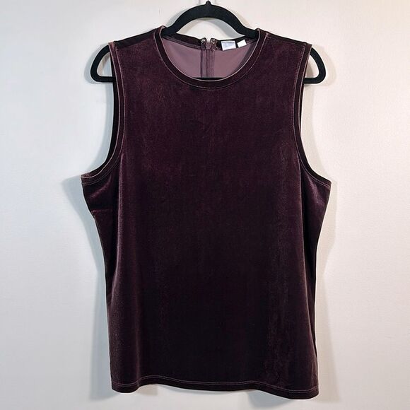 GAP Tops - Gap Velvet Tank Top Maroon Vamp Red Sleeveless Festive Women Size Large Tall